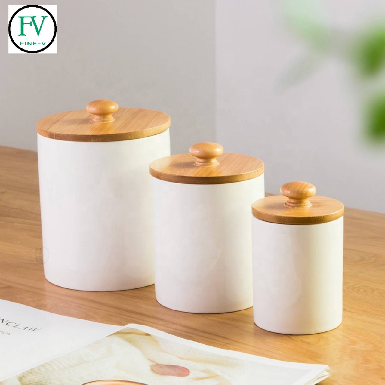Custom made porcelain coffee tea container ceramic food storage tank