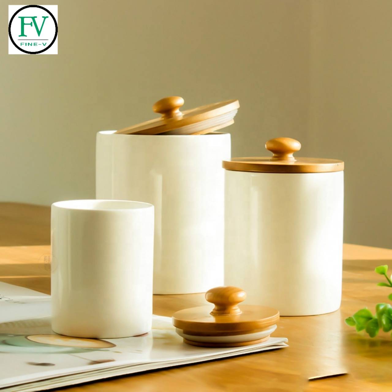 Custom made porcelain coffee tea container ceramic food storage tank