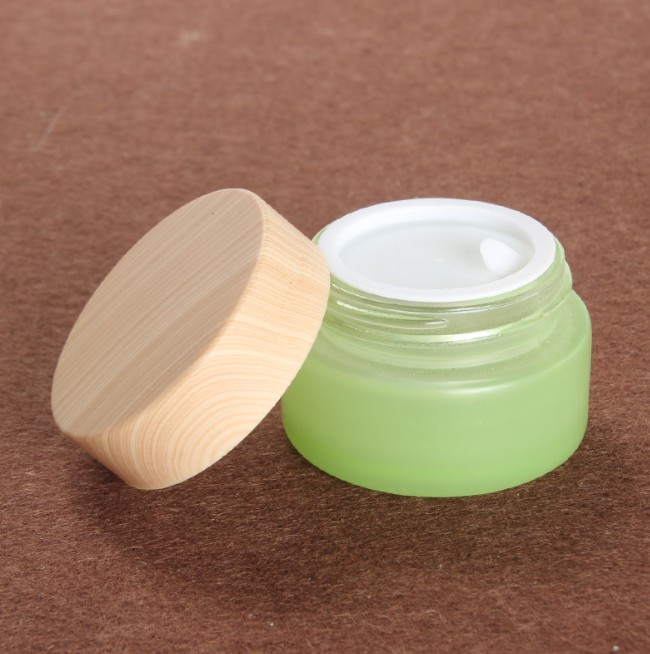Custom matte 20g bamboo lid glass cosmet face cream package jar