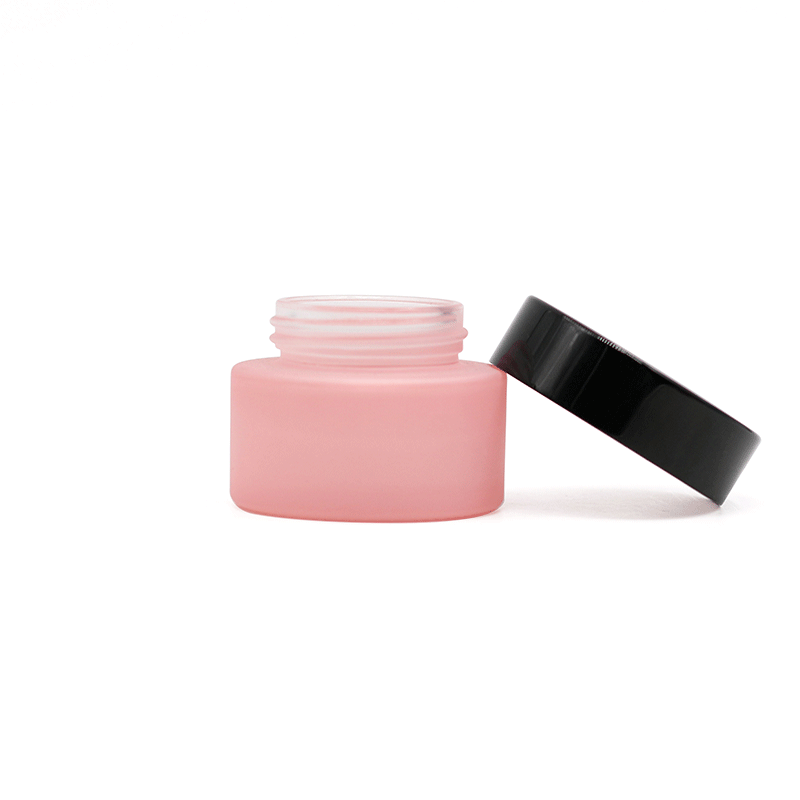 Custom matte pink 30ml 1oz cosmetic container 50g glass skin care cream jar with aluminum lid