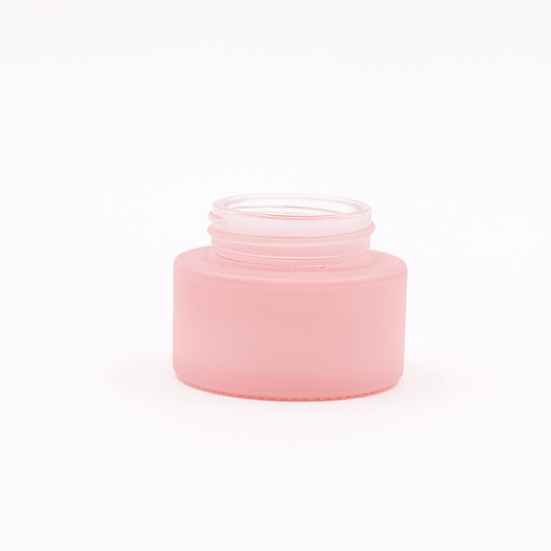 Custom matte pink 30ml 1oz cosmetic container 50g glass skin care cream jar with aluminum lid