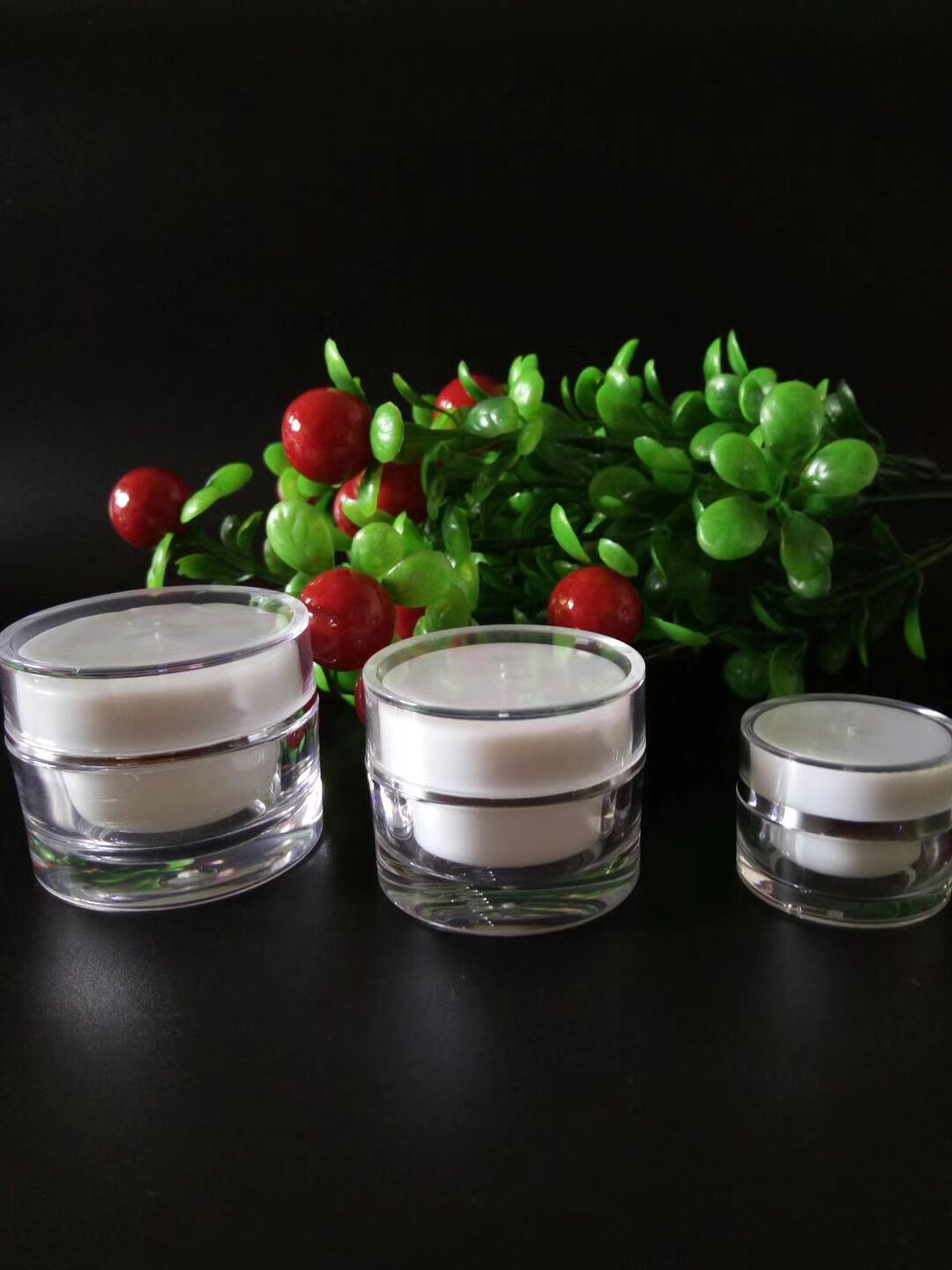 Custom mini 5g 10g cylinder square shape acrylic cosmetic eye cream jar with silk printing