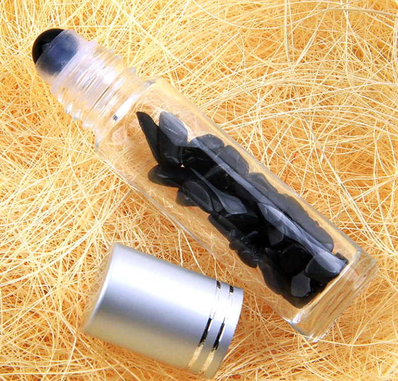 Custom natural crystal gravel amethyst clear glass oil bottle crystal roller bottle