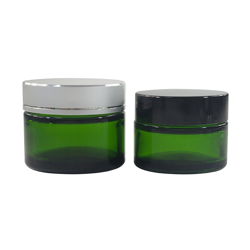 Custom package container 20g 50g plastic lid green 30g 30ml glass cosmetic jar for skin cream