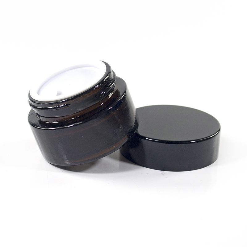 Custom packaging 30g 30ml matt amber cream container 5g 10g 15g 20g 50g 100g glass cosmetic jar with plastic lid