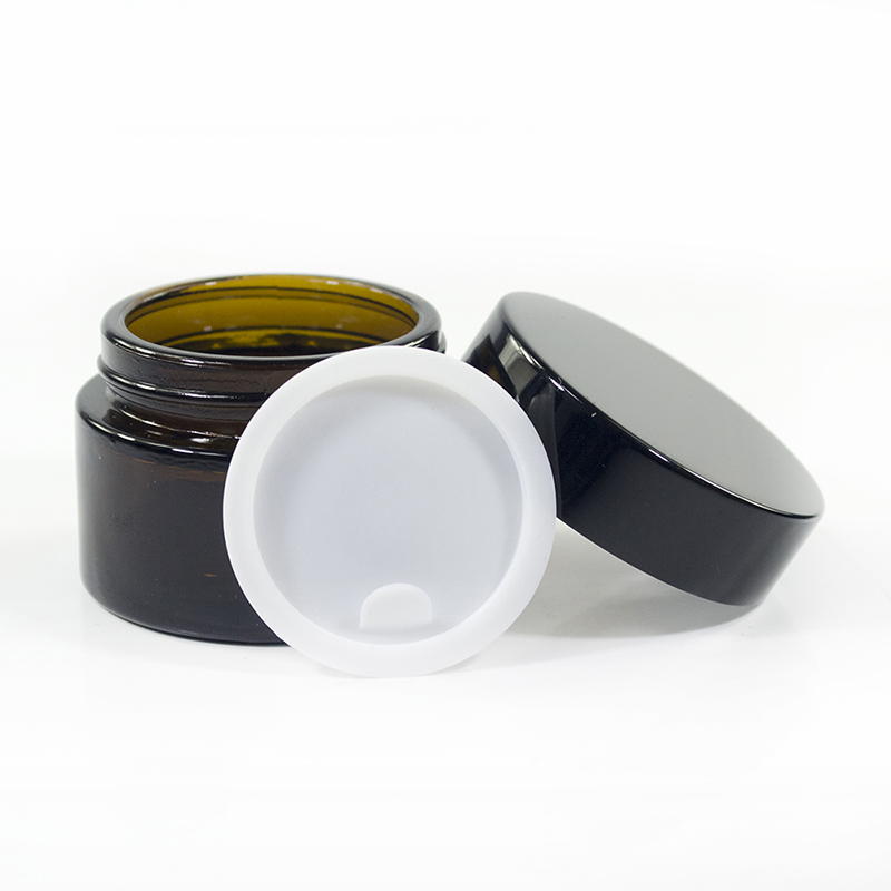 Custom packaging 30g 30ml matt amber cream container 5g 10g 15g 20g 50g 100g glass cosmetic jar with plastic lid