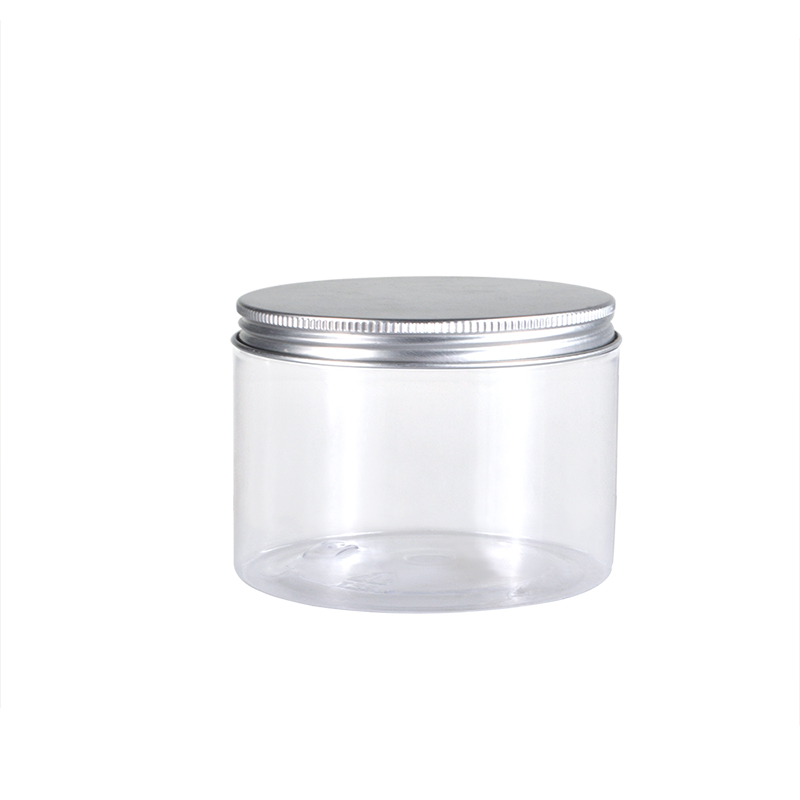 Custom packaging clear cream container 30g 50g 100g 250g 4oz 500g pet plastic cosmetic jar with aluminum lid