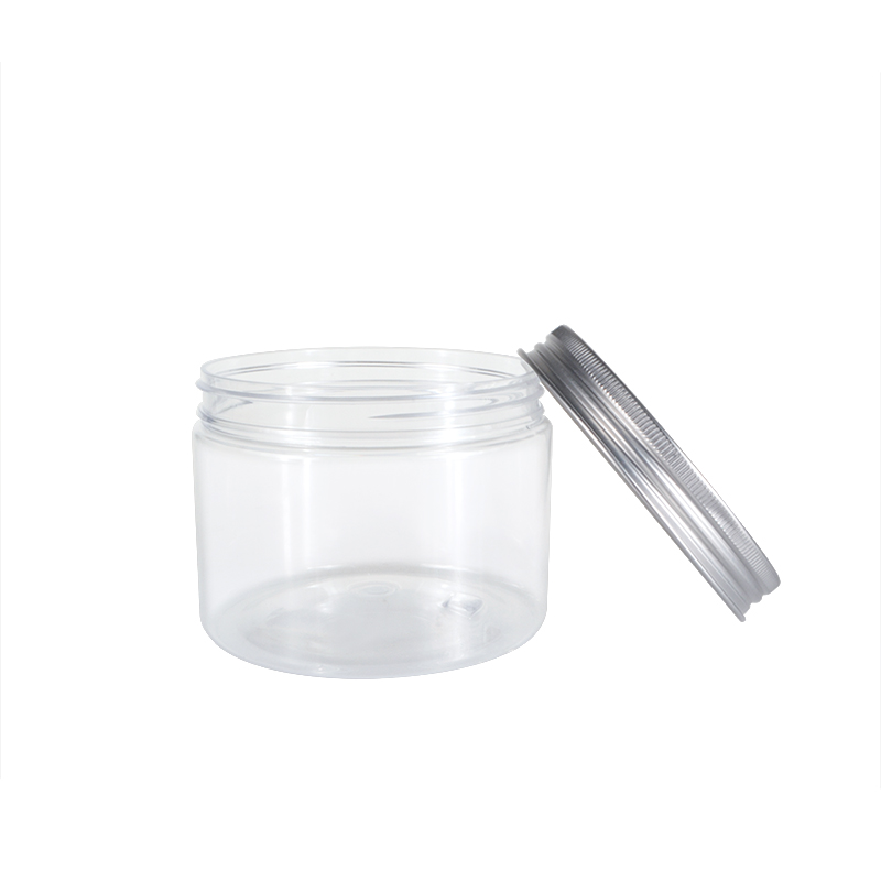 Custom packaging clear cream container 30g 50g 100g 250g 4oz 500g pet plastic cosmetic jar with aluminum lid