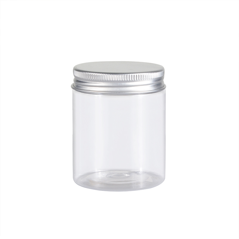 Custom packaging clear cream container 30g 50g 100g 250g 4oz 500g pet plastic cosmetic jar with aluminum lid