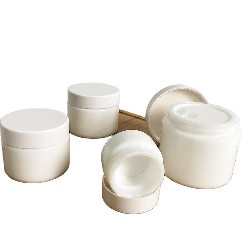 Custom painting Ceramic Glass 15ml 20ml 30ml 50ml 100ml opal white porcelain glass Cosmetic Cream Jar with lid