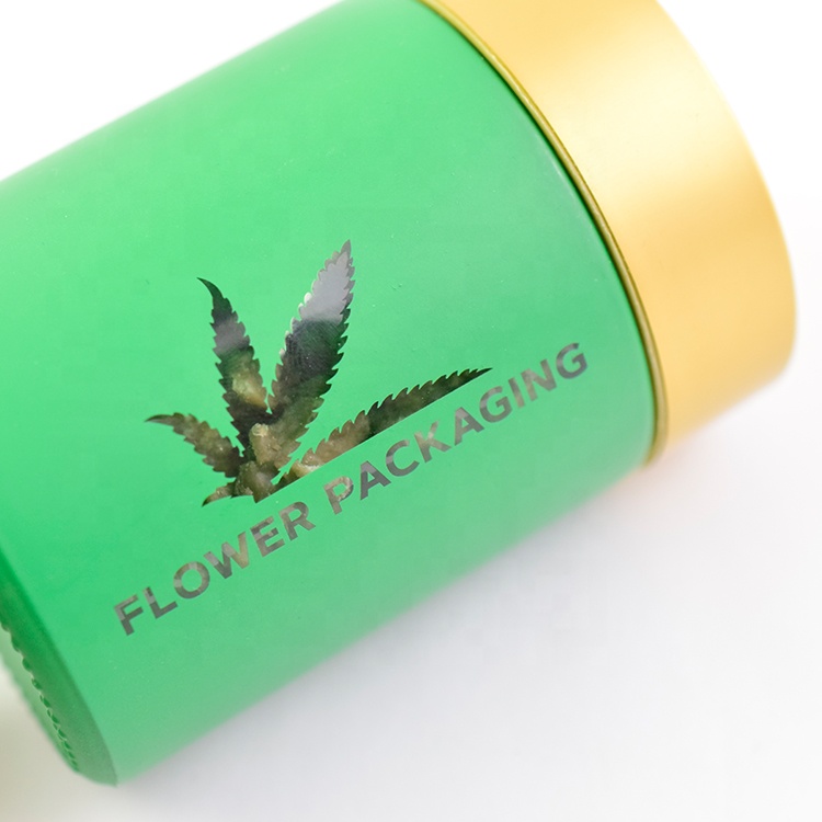 Custom painting frosted window hollowed logo glass jar custom logo glass jar with gold lid child resistant