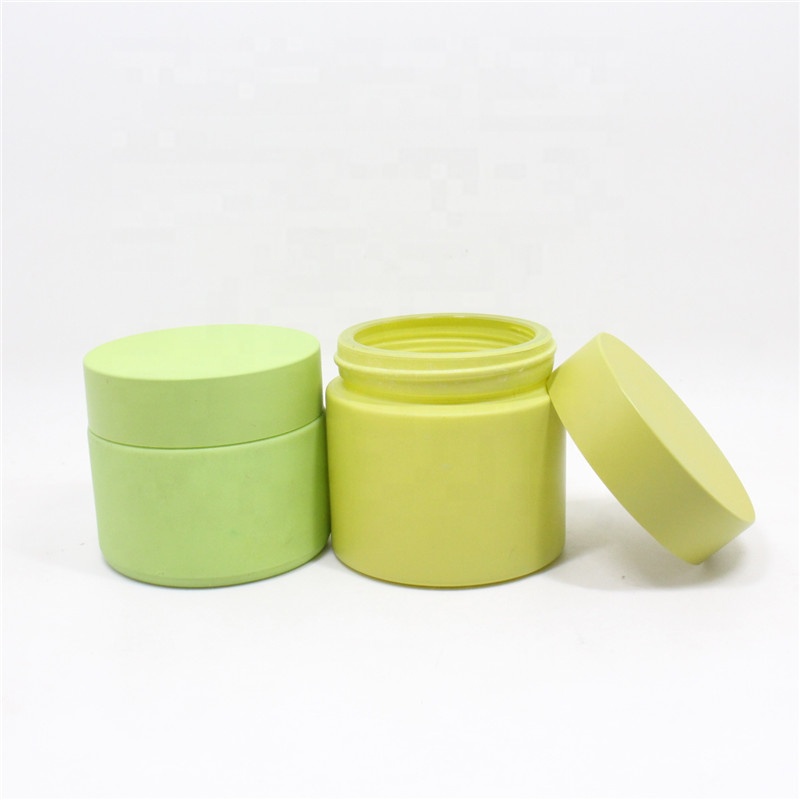 Custom painting matte green pink white opal ceramic cosmetic glass jars 50g
