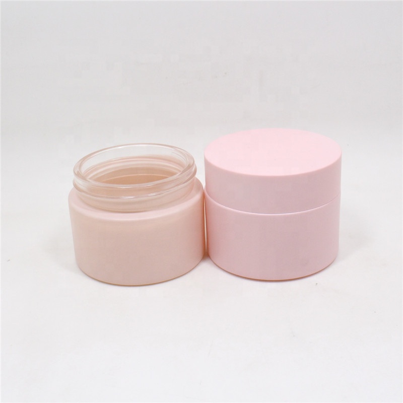 Custom painting matte green pink white opal ceramic cosmetic glass jars 50g