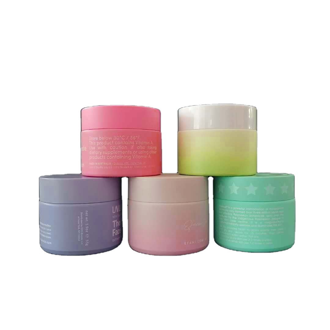 Custom painting matte pink blue white opal ceramic cosmetic glass jars 50g 60g
