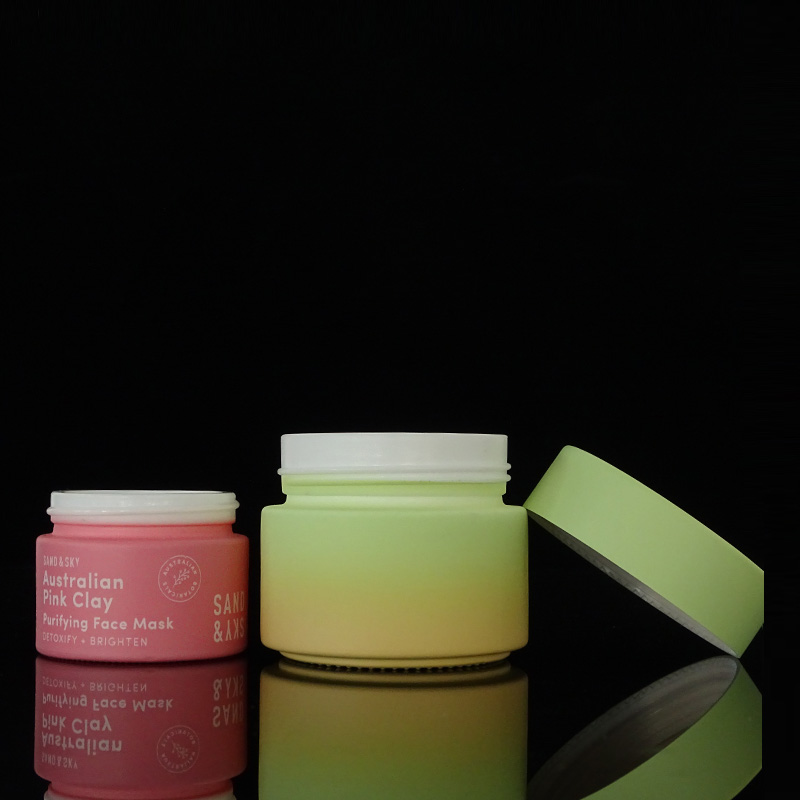 Custom painting matte pink ceramic glass jar 15ml 20ml 30ml 50ml 100ml opal white porcelain glass cosmetic cream jar with lid