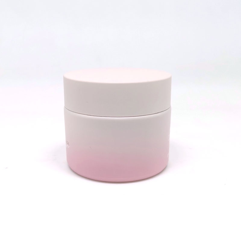 Custom painting matte pink ceramic glass jar 15ml 20ml 30ml 50ml 100ml opal white porcelain glass cosmetic cream jar with lid