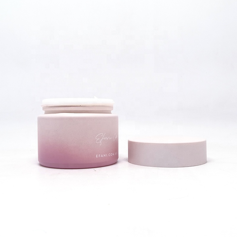Custom painting matte pink ceramic glass jar 15ml 20ml 30ml 50ml 100ml opal white porcelain glass cosmetic cream jar with lid