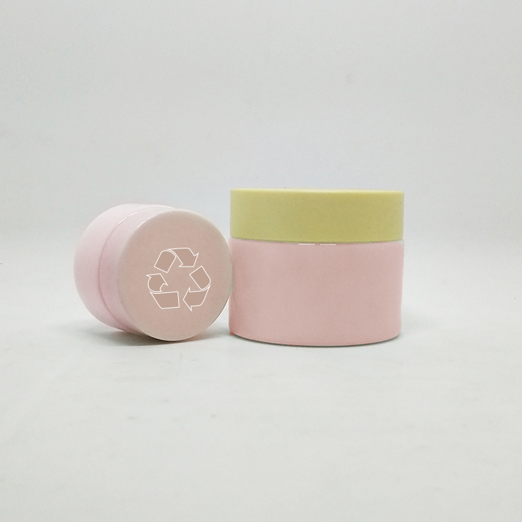 Custom painting matte pink ceramic glass jar 20ml 50mlopal white porcelain glass cosmetic cream jar with lid
