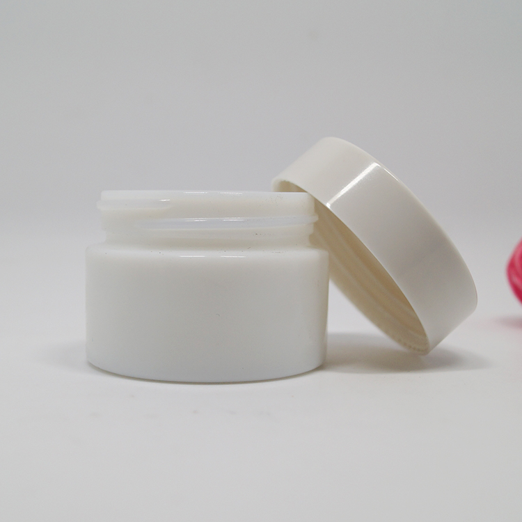 Custom painting matte pink ceramic glass jar 20ml 50mlopal white porcelain glass cosmetic cream jar with lid