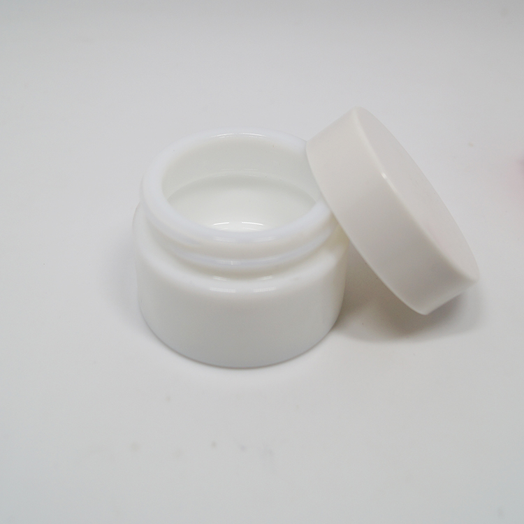 Custom painting matte pink ceramic glass jar 20ml 50mlopal white porcelain glass cosmetic cream jar with lid