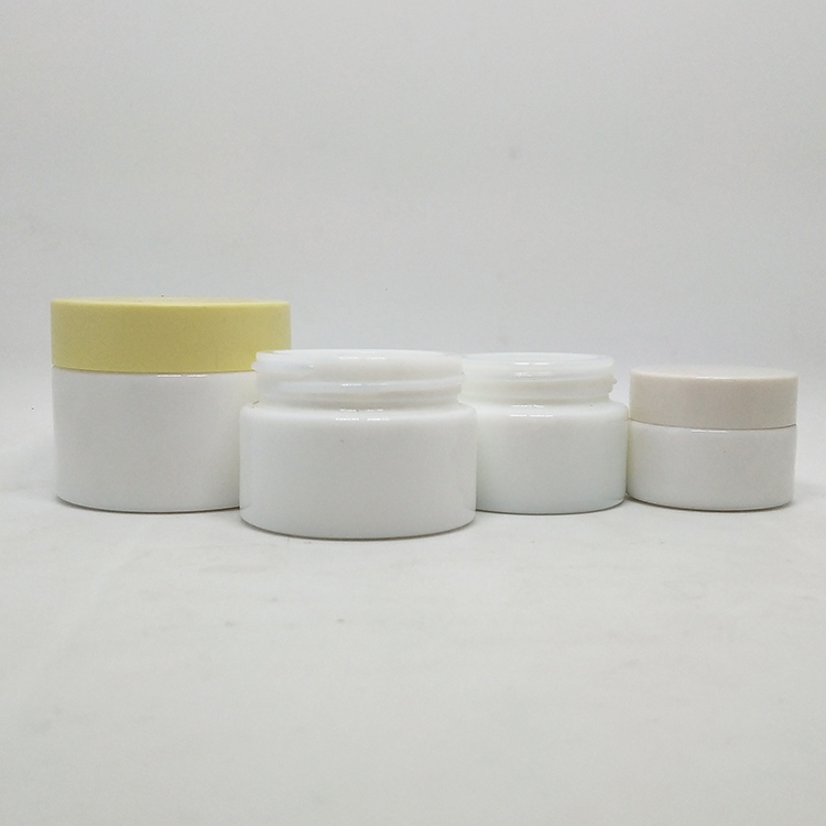 Custom painting matte pink ceramic glass jar 20ml 50mlopal white porcelain glass cosmetic cream jar with lid