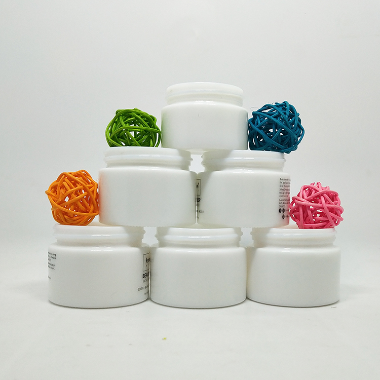 Custom painting matte pink ceramic glass jar 20ml 50mlopal white porcelain glass cosmetic cream jar with lid