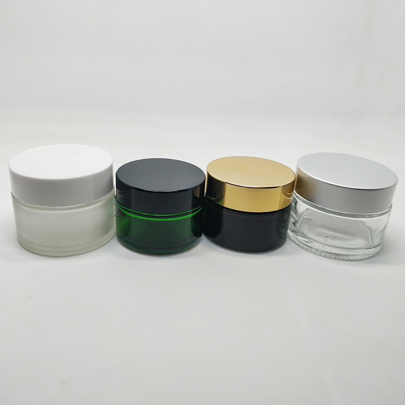 Custom painting matte pink purple glass jar 15ml 20ml 30ml 50ml 60ml green amber frosted clear glass cosmetic cream jar with lid