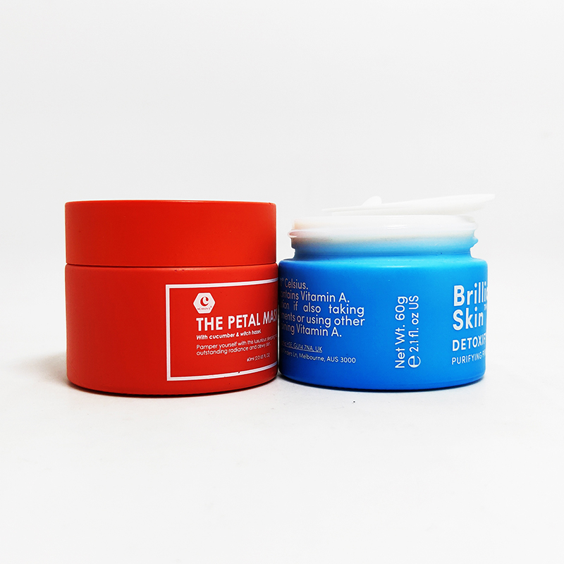Custom painting matte red blue white opal ceramic cosmetic glass jars 50g