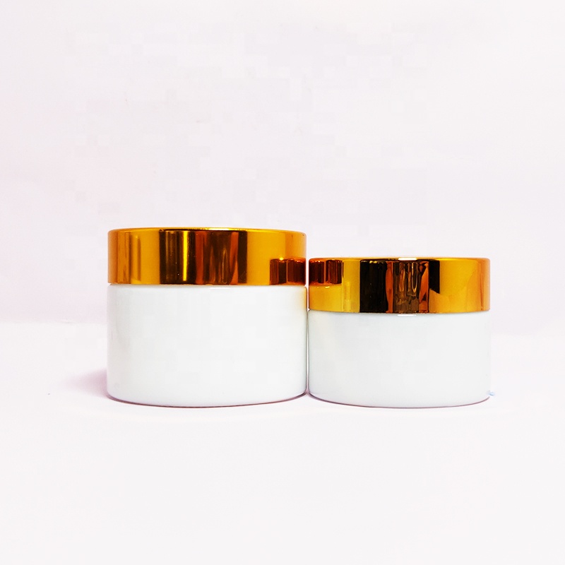 Custom painting matte red blue white opal ceramic cosmetic glass jars 50g