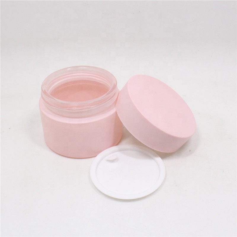 Custom painting pink ceramic glass jar opal white porcelain glass cosmetic cream jar with lid