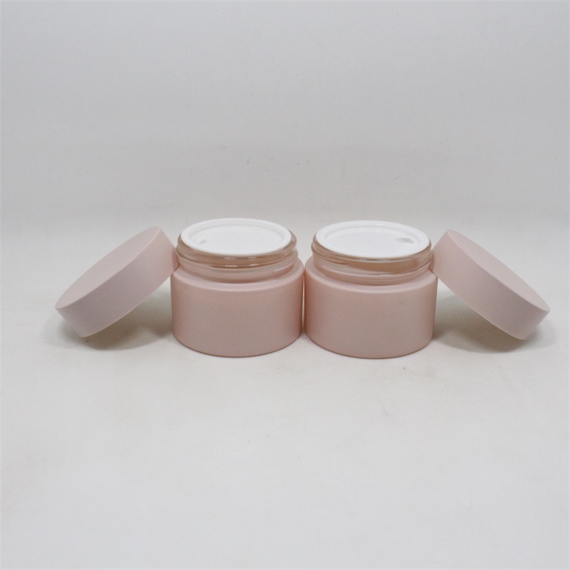 Custom painting pink glass jar 15ml 20ml 30ml 50ml 100ml glass cosmetic cream jar with lid for sale emballage cosmetique