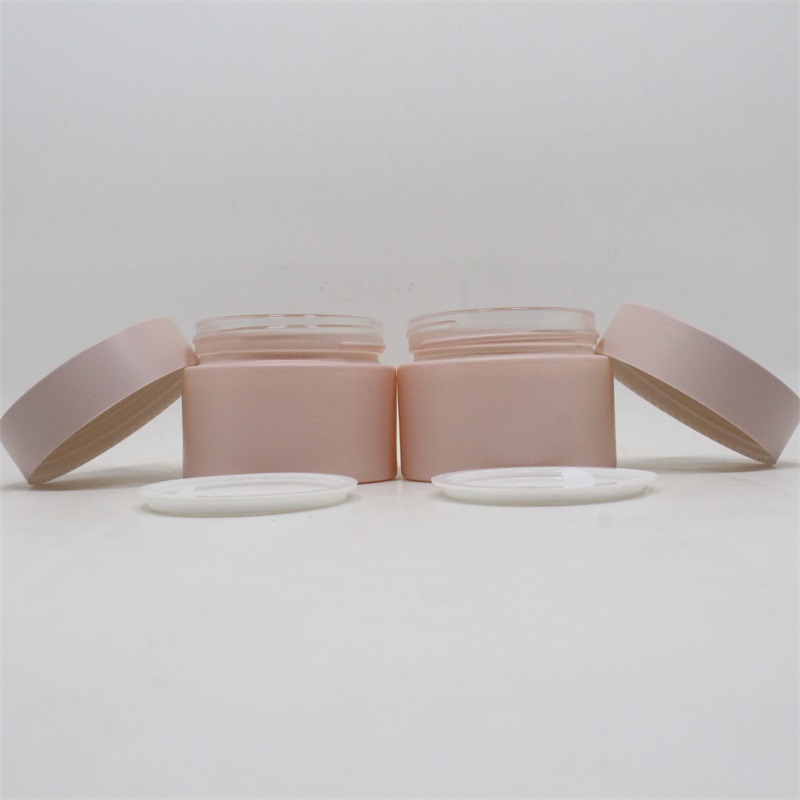 Custom painting pink glass jar 15ml 20ml 30ml 50ml 100ml glass cosmetic cream jar with lid for sale emballage cosmetique