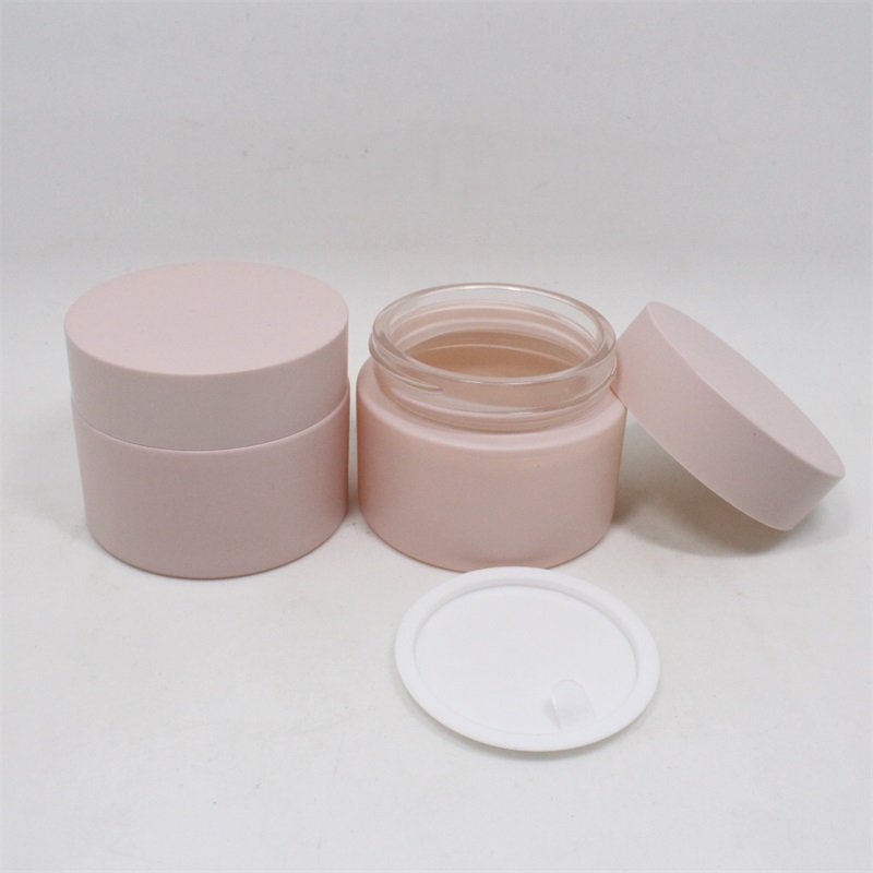 Custom painting pink glass jar 15ml 20ml 30ml 50ml 100ml glass cosmetic cream jar with lid for sale emballage cosmetique