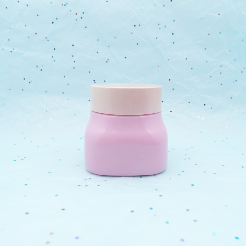 Custom painting square Purple ceramic glass jar 50g 150g opal white porcelain glass cosmetic cream jar with lid