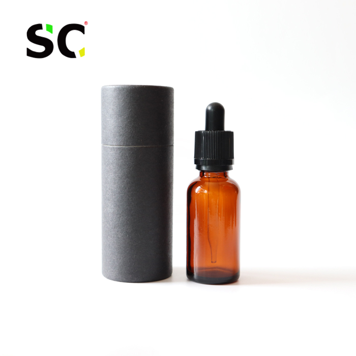 Custom paper cardboard tube 1 ounce clear glass bottles 30ml tincture oil bottles bamboo cap/lid