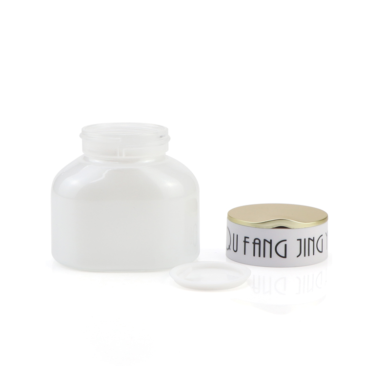 Custom pearl white glass jar 1 oz 50g eye face cream jar cosmetic packaging with plastic cap