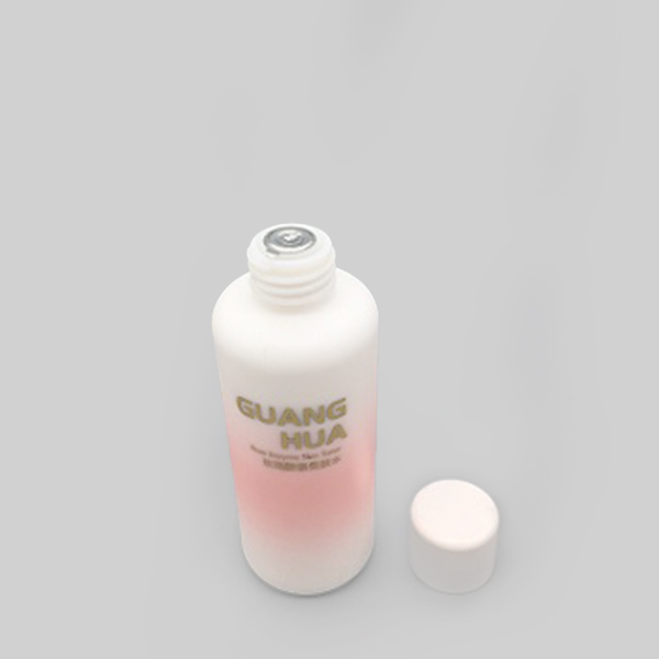 Custom pink coating of opal white glass jar with plastic lid, Luxury, Cosmetic, Medical