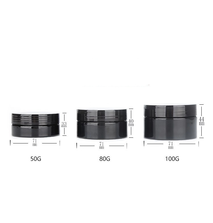 Custom plastic container 50g 80g 100g plastic lid matt black cosmetic jar for skin cream