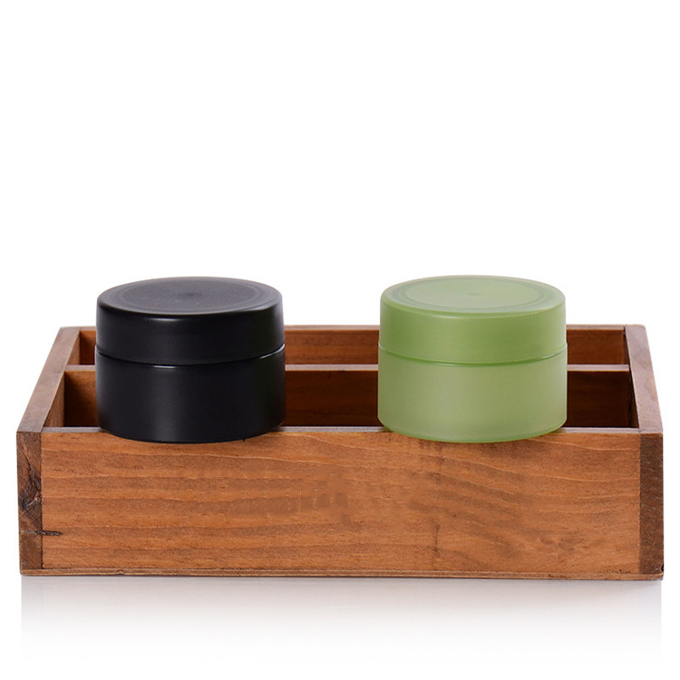 Custom plastic container jar 15g 30g 50g plastic lid matt black green cosmetic jar for skin cream