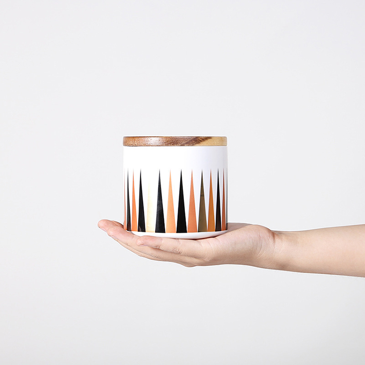 Custom porcelain coffee tea container food cookie ceramic storage jar with airtight seal bamboo lid