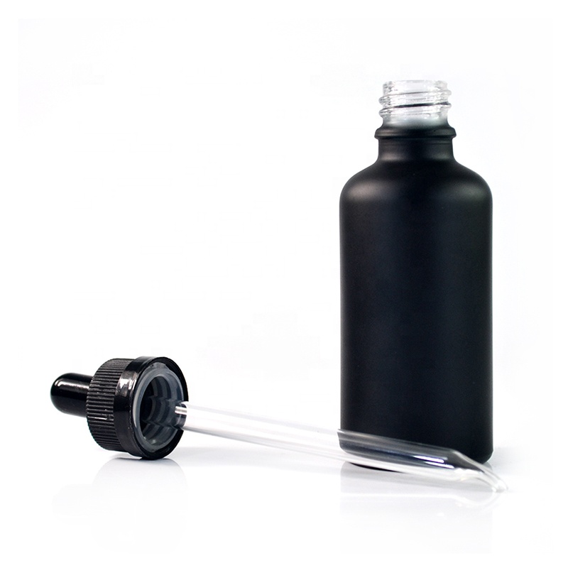 Custom printed 30ml 50ml 60ml 100ml matte black white frosted glass dropper bottle with childproof cap