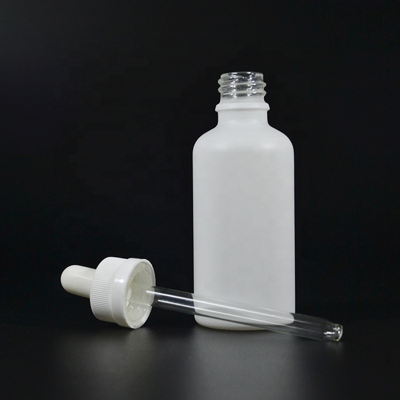Custom printed 30ml 50ml 60ml 100ml matte black white frosted glass dropper bottle with childproof cap