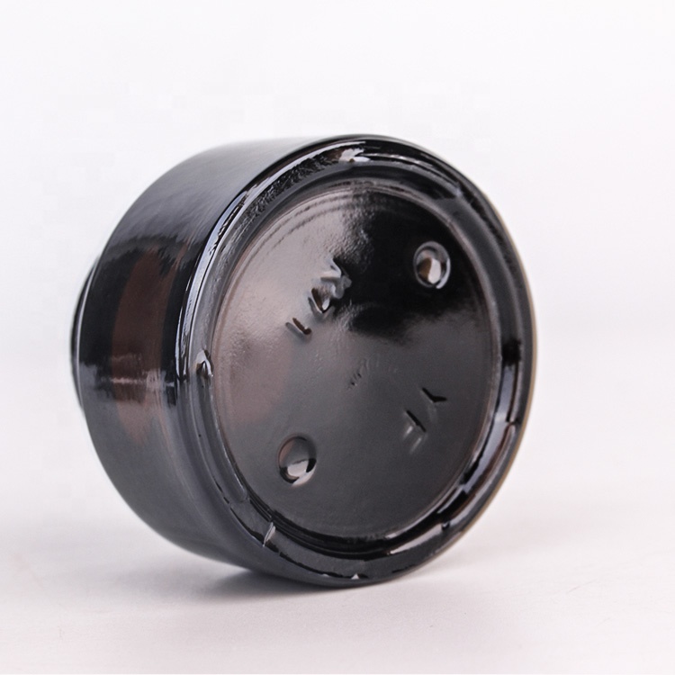Custom printed amber cosmetic glass jars black lid cosmetic wholesale