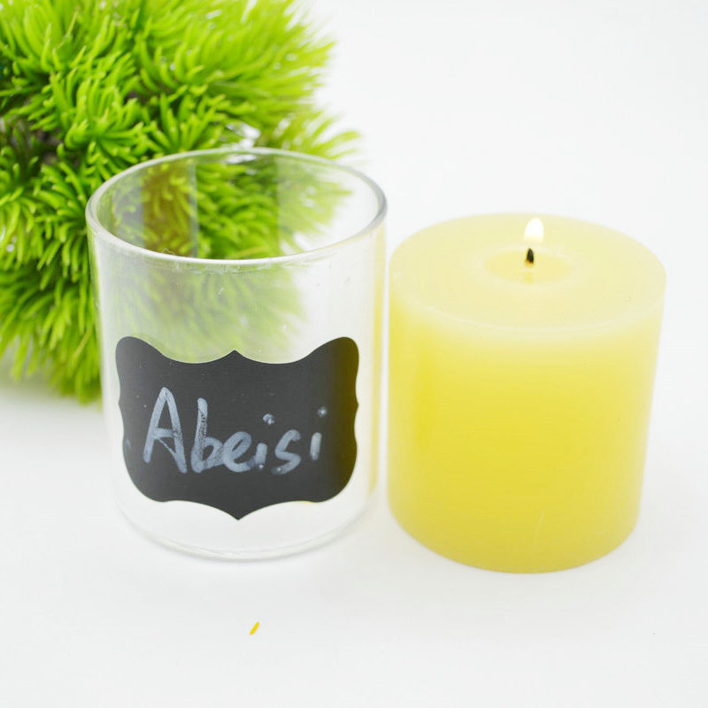 Custom printed candle jars glass empty clear candle jars with bamboo lids