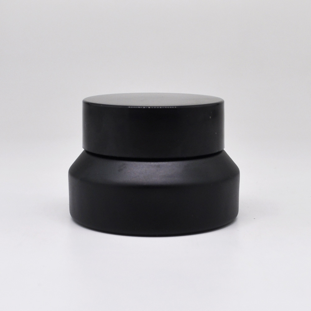 Custom printing 15ml 30ml 50ml matte black skincare glass jars for cosmetic cream
