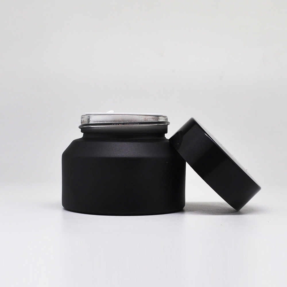 Custom printing 15ml 30ml 50ml matte black skincare glass jars for cosmetic cream
