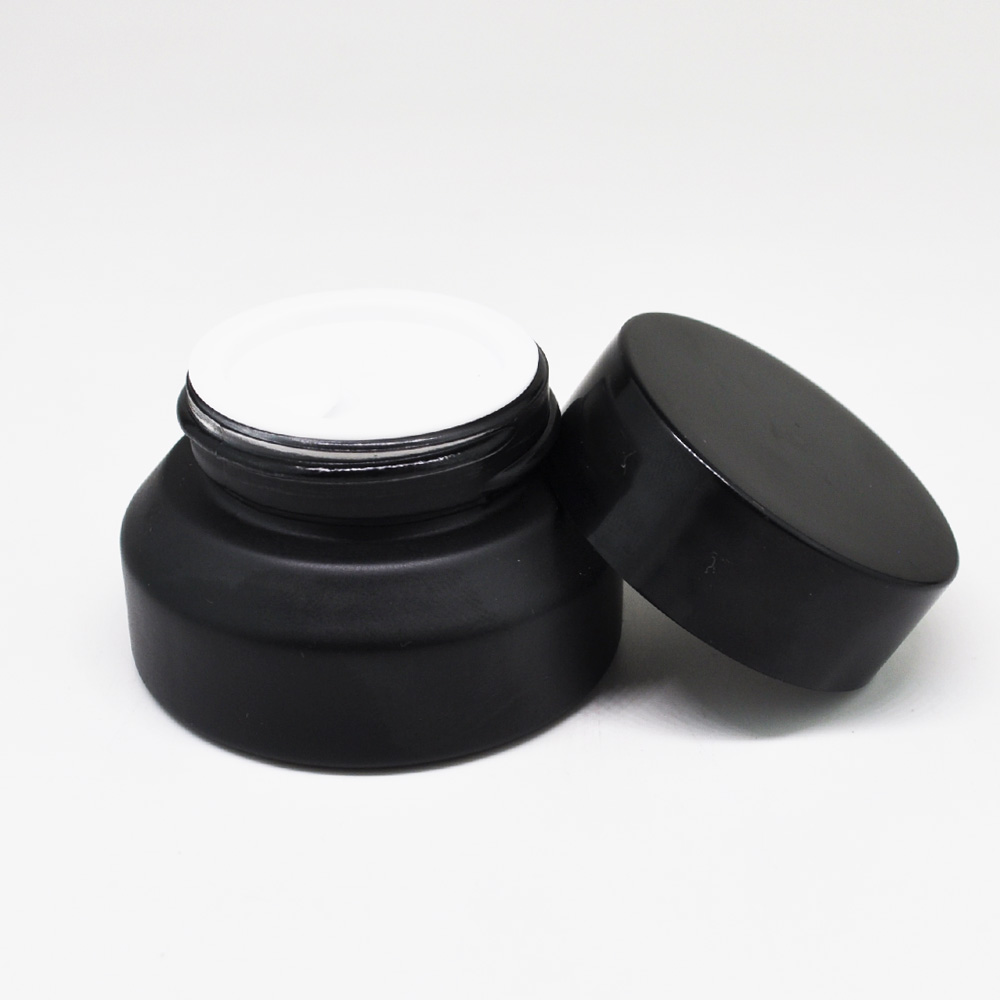 Custom printing 15ml 30ml 50ml matte black skincare glass jars for cosmetic cream
