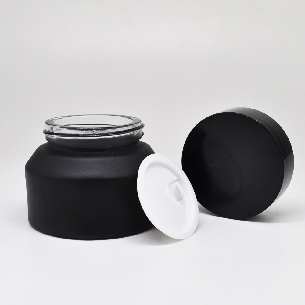 Custom printing 15ml 30ml 50ml matte black skincare glass jars for cosmetic cream