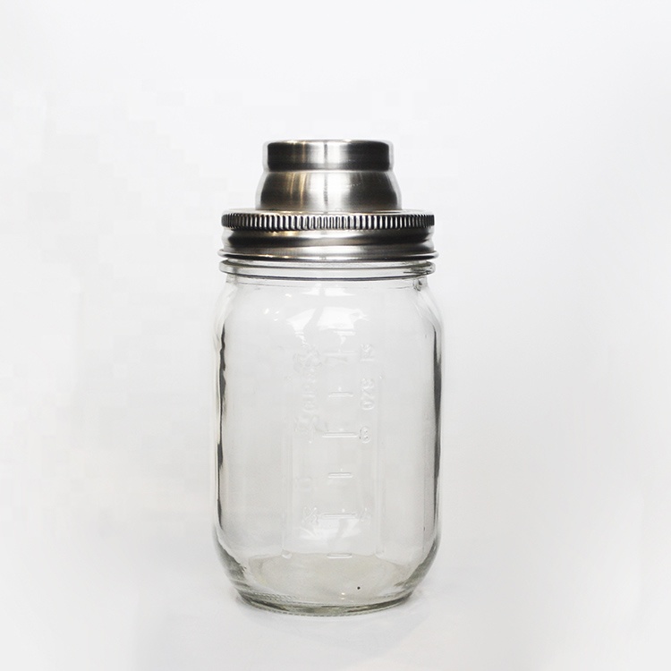 Custom printing 24oz 750ml round empty bar drinking mason jars glass with cocktail shakers