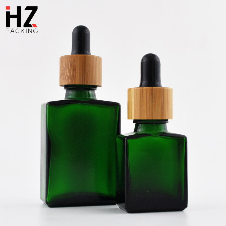 Custom printing empty beard oil square glass dropper bottle with 15ml 30ml with rubber cap
